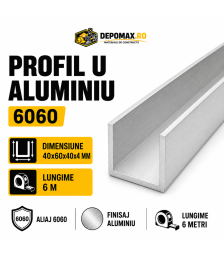 Profil U aluminiu 40 x 60 x 40 x 4 mm, 6 metri